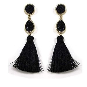 ✨3 for $15✨ New Black Stone Tassel Drop Earrings